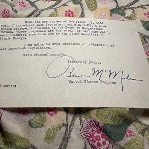 ⚛️ Senator Brien McMahon — Signed Autograph Partial Letter | Atomic Energy Act